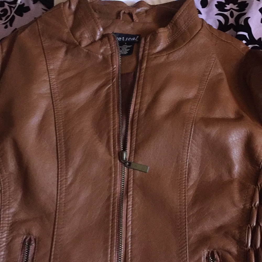 Carmel colored leather jacket